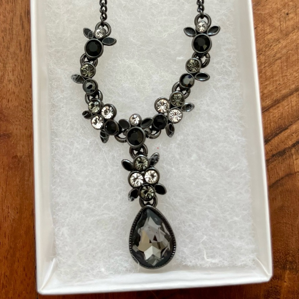 Givenchy Hematite Teardrop Necklace